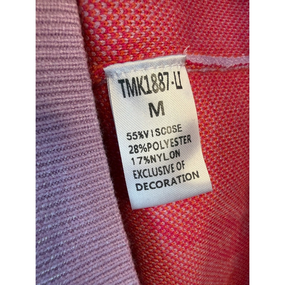 THML Lavender Pink Orange Chain Link Diamond Crewneck Sweater TMK1887-U Mens M - Picture 4 of 6